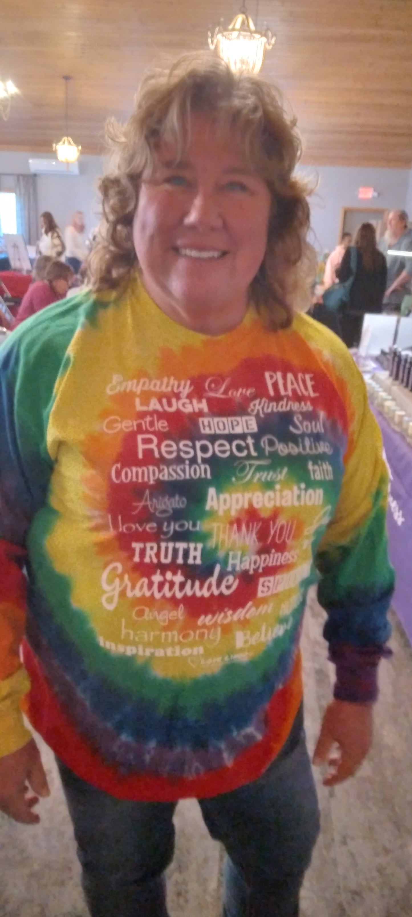 Long Sleeve Unisex Tie-Dyed Rainbow Love Lingo T-Shirt - Love Lingo Positive Apparel