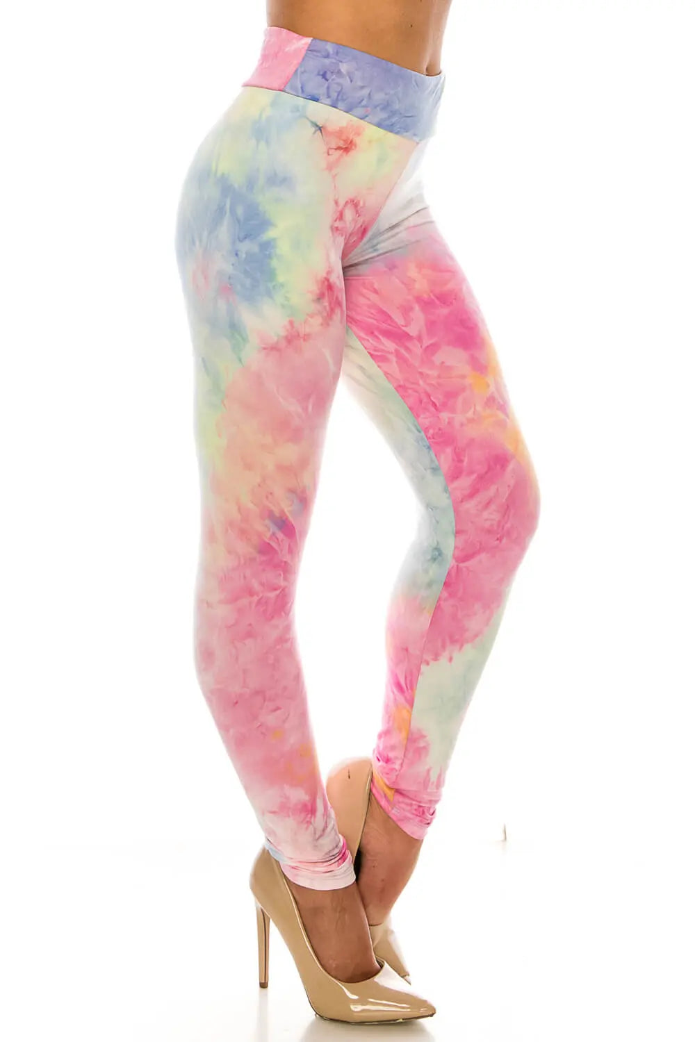 Love Lingo Multi-Color Pastel Tie Dye High Waisted Leggings.