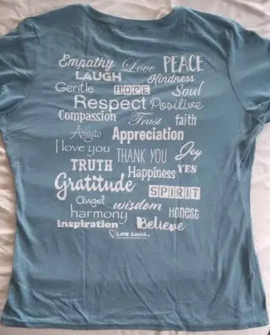 Energy-Infused Female V-Neck Shirt – Inspirational Teal Tee.