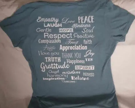 Energy-Infused Female V-Neck Shirt – Inspirational Teal Tee.