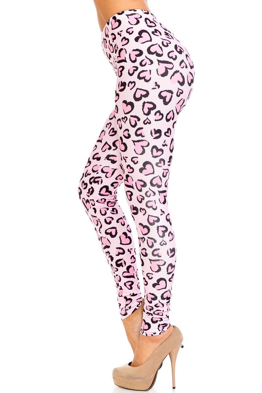 Love Lingo Leopard print yoga Pink Heart Leggings.