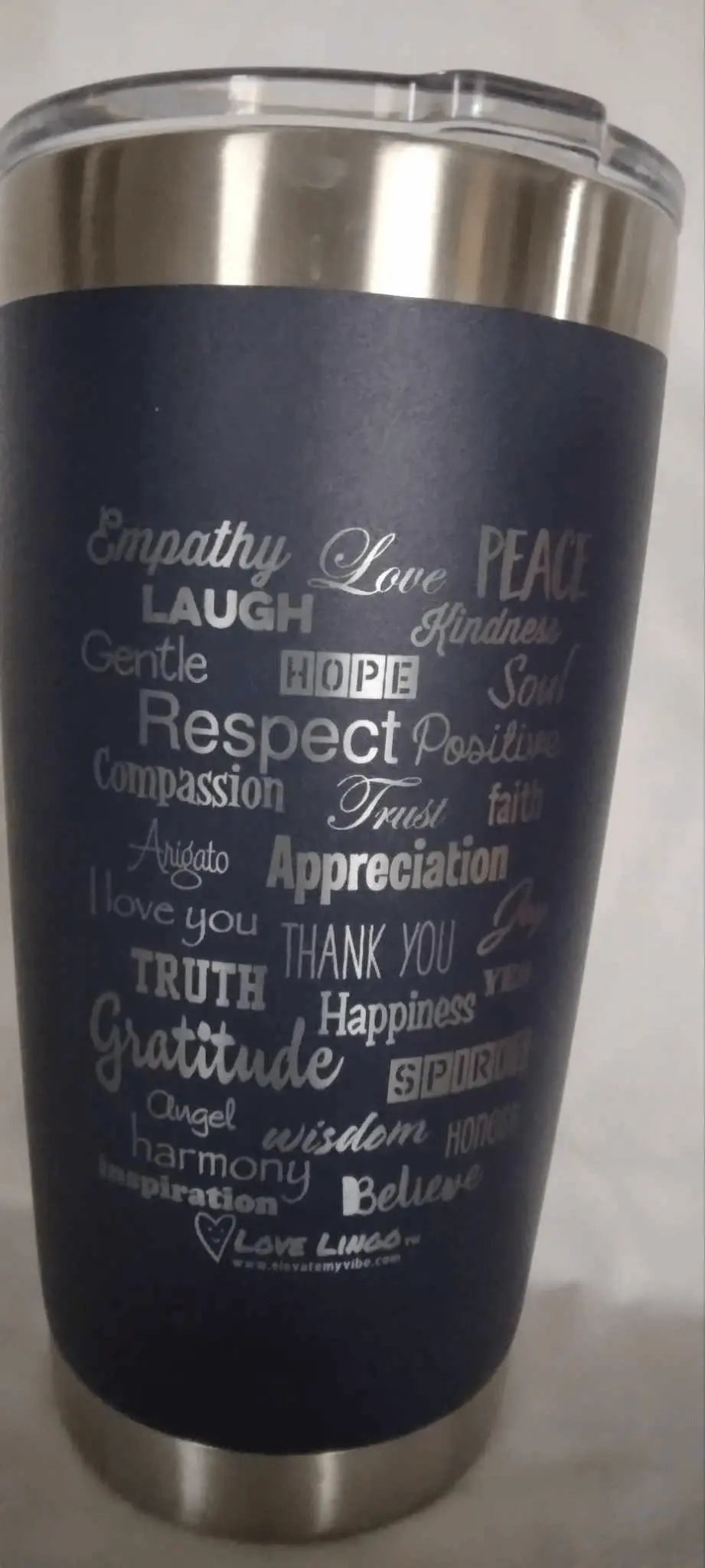Love Lingo 20 oz Engraved Travel coffee Mug – Uplifting Colors & Designs.