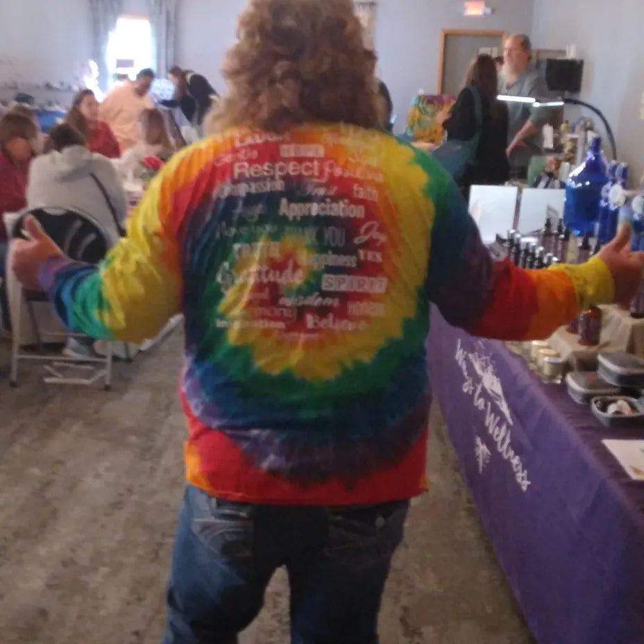 Long Sleeve Unisex Tie-Dyed Rainbow Love Lingo T-Shirt - Love Lingo Positive Apparel