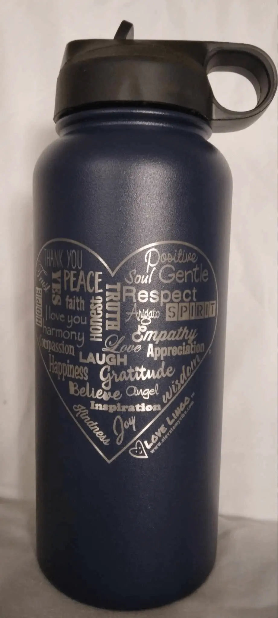 Love Lingo 32 oz Stainless Steel Inspiring Water Bottle | Insulated & Engraved.