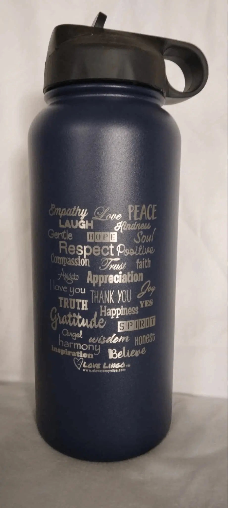 Love Lingo 32 oz Stainless Steel Inspiring Water Bottle | Insulated & Engraved.