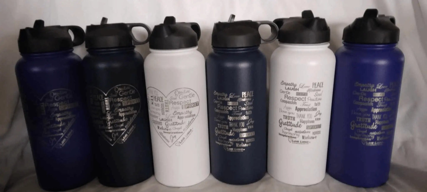 Love Lingo 32 oz Stainless Steel Inspiring Water Bottle | Insulated & Engraved.