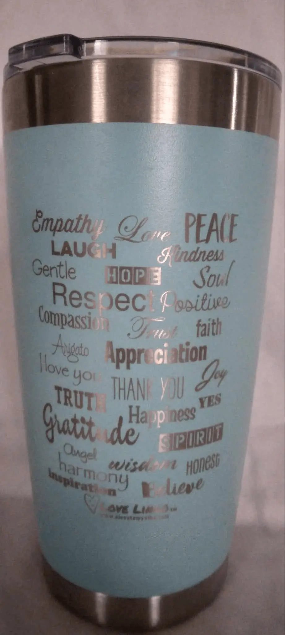 Love Lingo 20 oz Engraved Travel coffee Mug – Uplifting Colors & Designs.