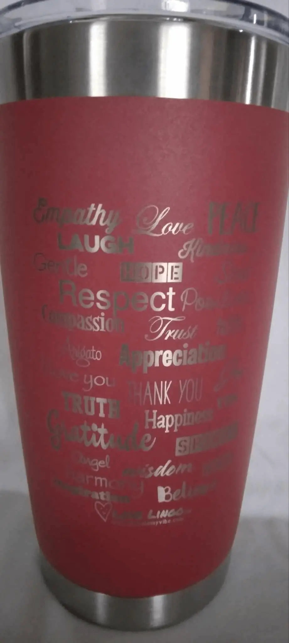 Love Lingo 20 oz Engraved Travel coffee Mug – Uplifting Colors & Designs.