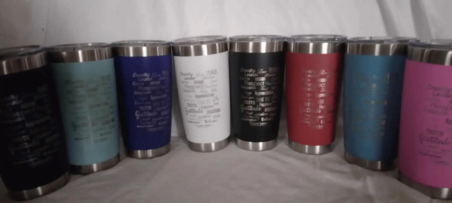 Love Lingo 20 oz Engraved Travel coffee Mug – Uplifting Colors & Designs.