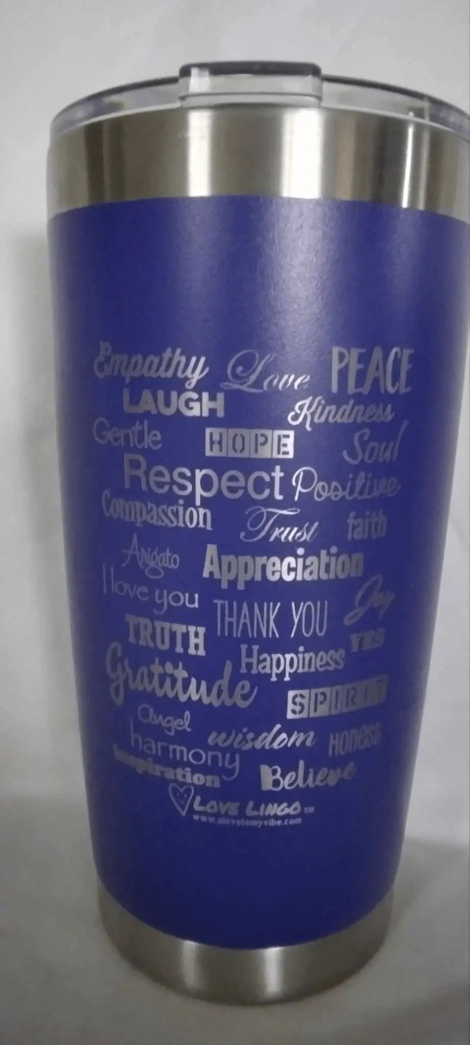Love Lingo 20 oz Engraved Travel coffee Mug – Uplifting Colors & Designs.