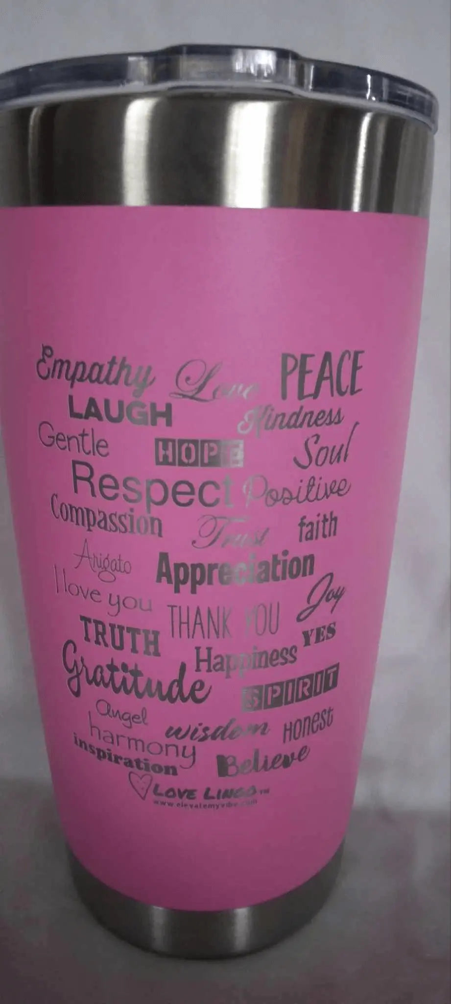 Love Lingo 20 oz Engraved Travel coffee Mug – Uplifting Colors & Designs.