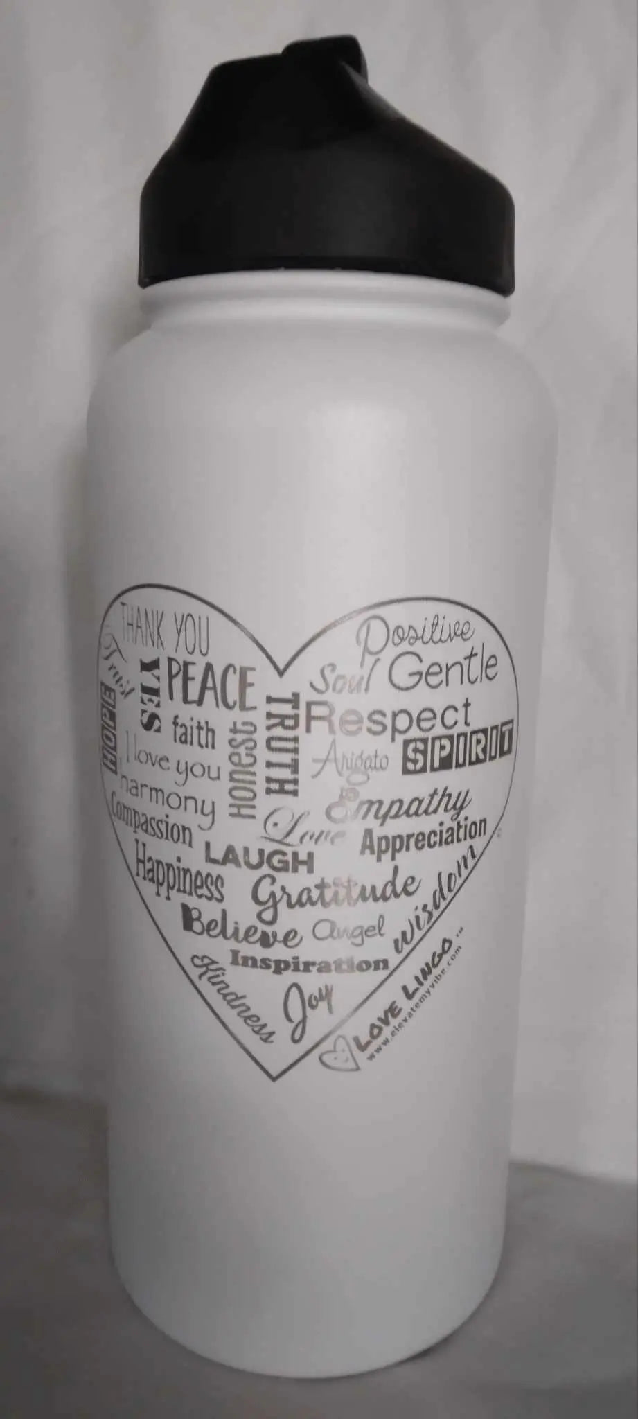 Love Lingo 32 oz Stainless Steel Inspiring Water Bottle | Insulated & Engraved.