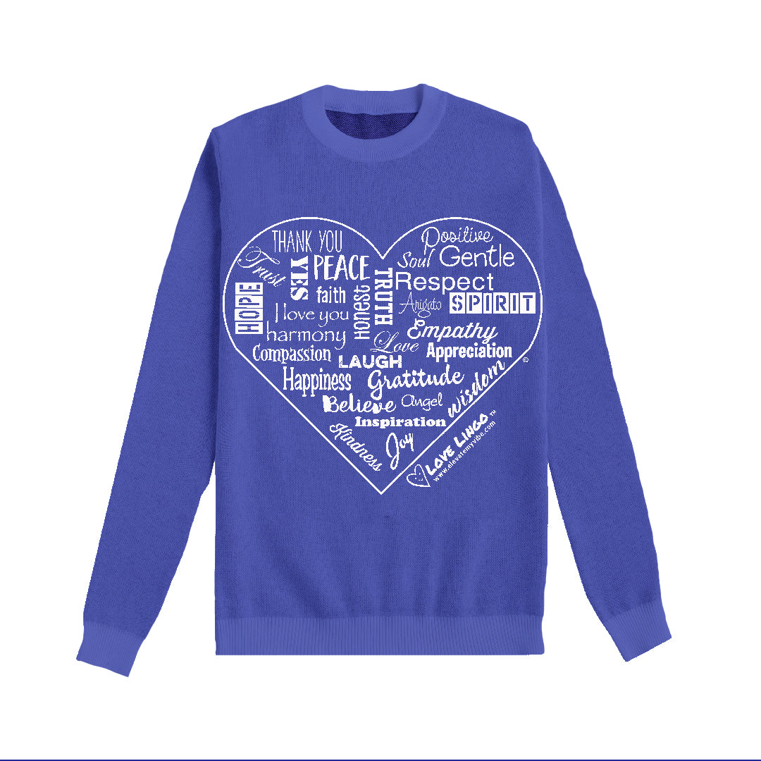 Love Lingo Royal Blue Inspirational Heart Sweater.