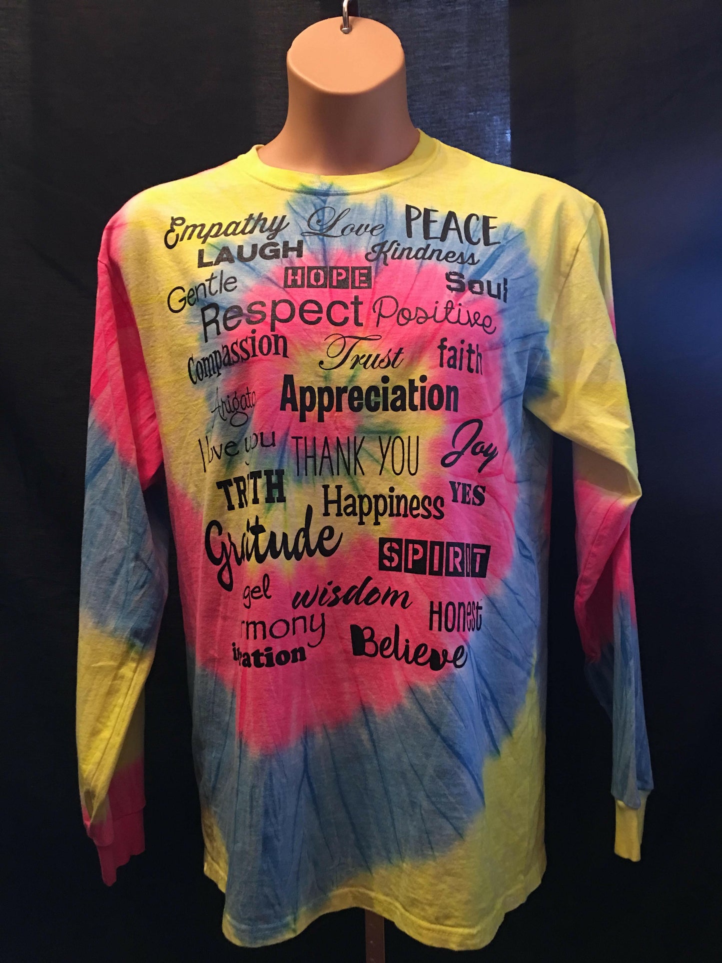Love Lingo Long Sleeve Unisex Neon Tie Dye T-Shirt