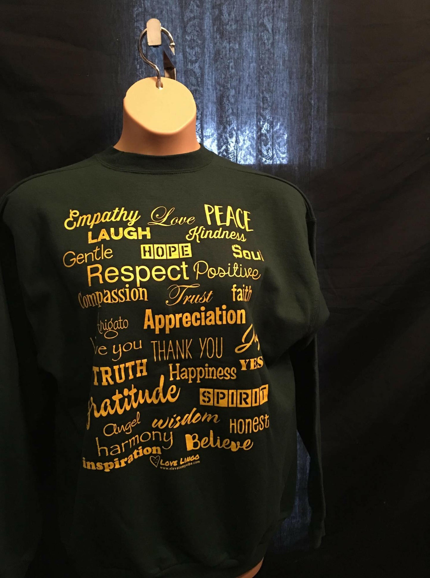 Love Lingo Green and Gold Unisex Crew neck Sweat Shirt