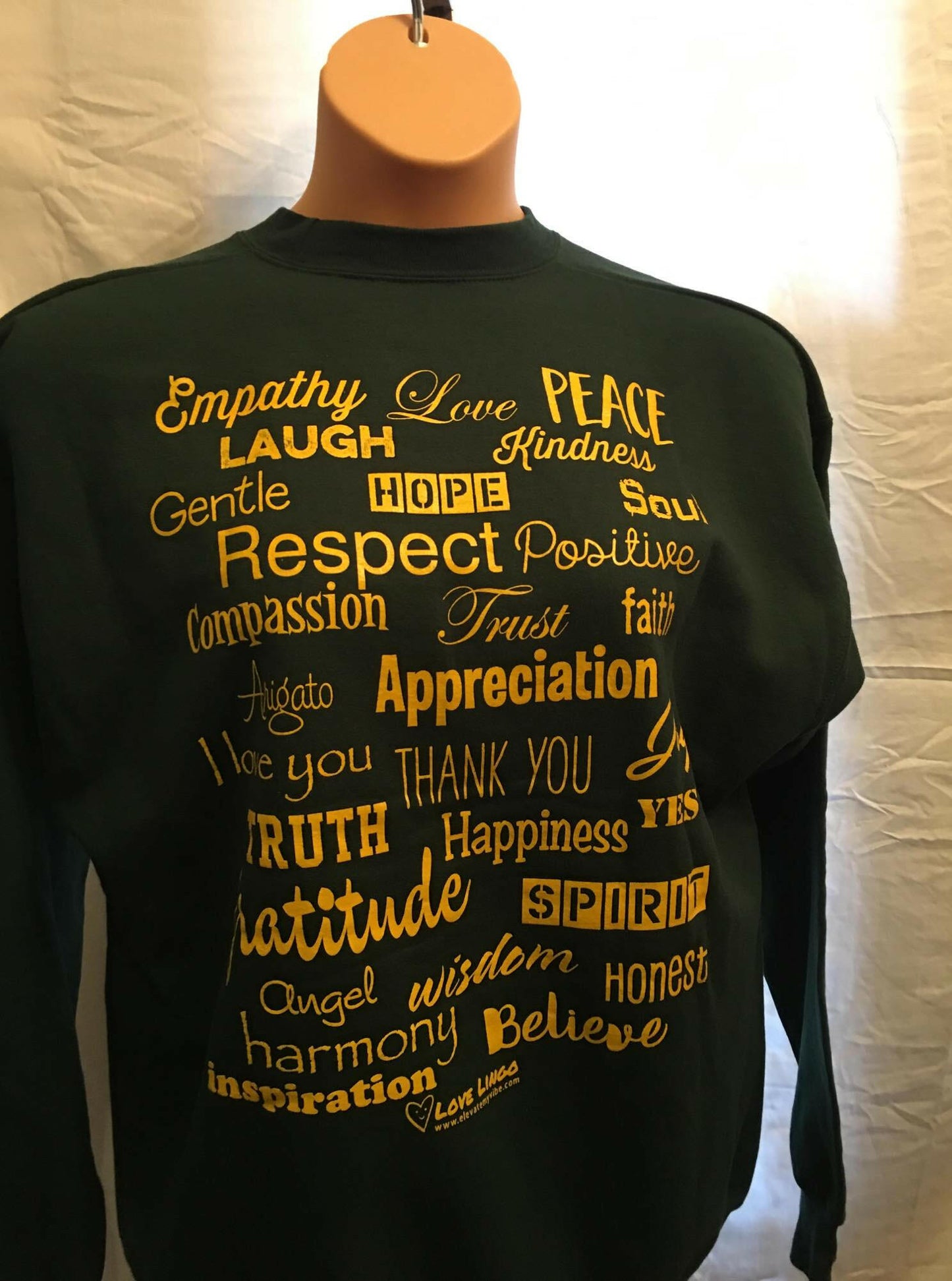 Love Lingo Green and Gold Unisex Crew neck Sweat Shirt