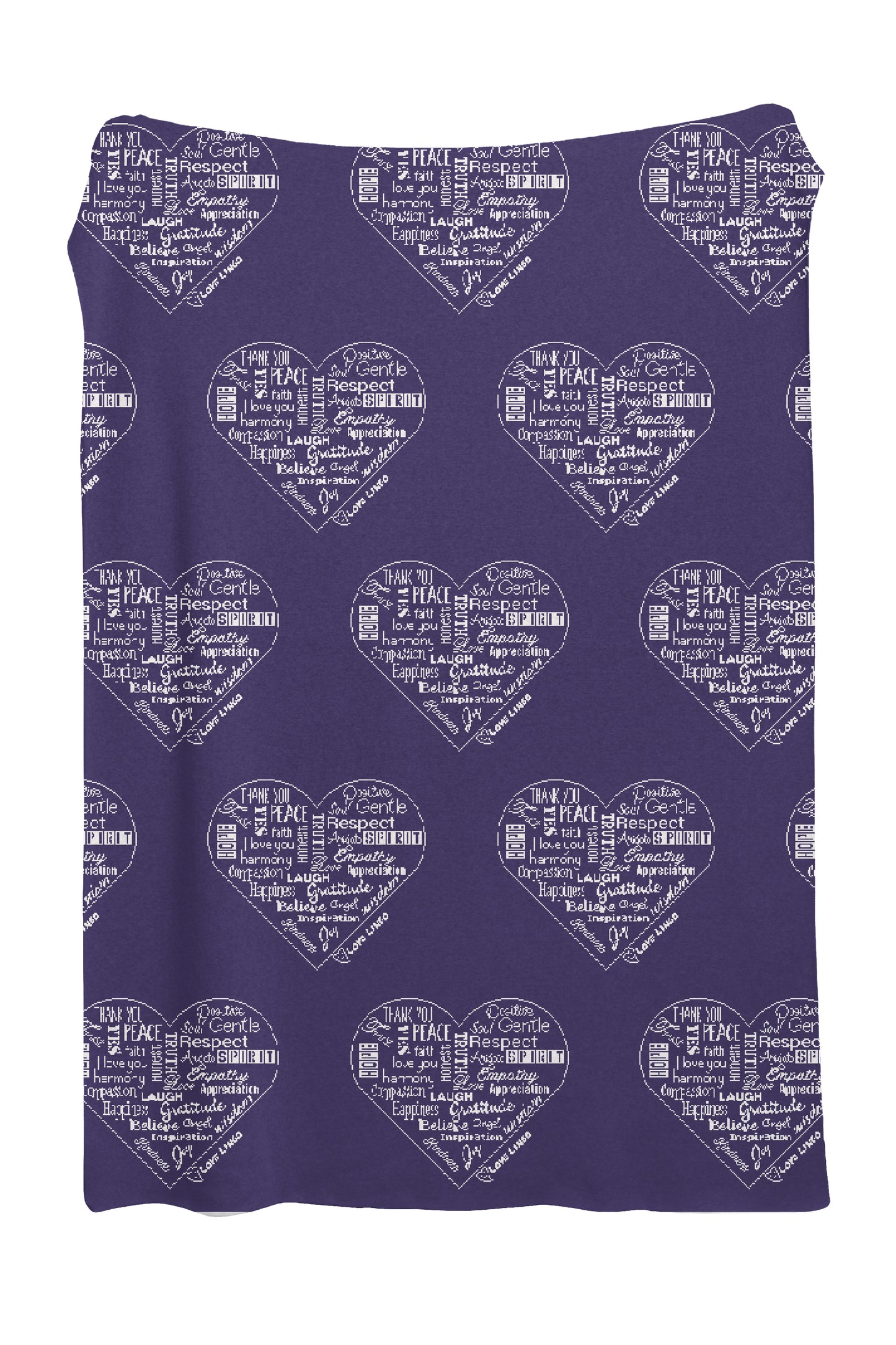 Love Lingo Inspirational Multiple Hearts Blanket - Violet.
