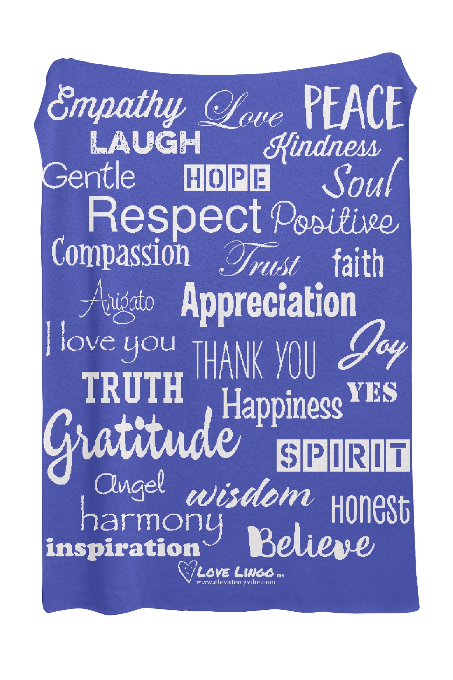 Love Lingo Positive Affirmation Royal Blue Blanket
