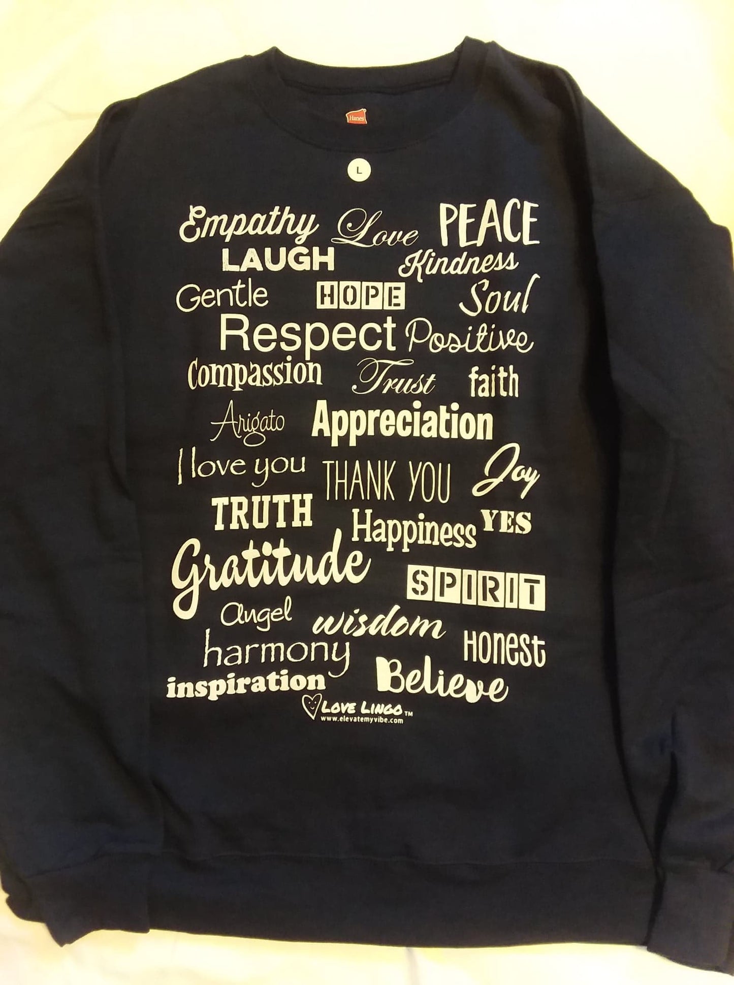 Navy Blue Love Lingo Crew Neck Sweat Shirt