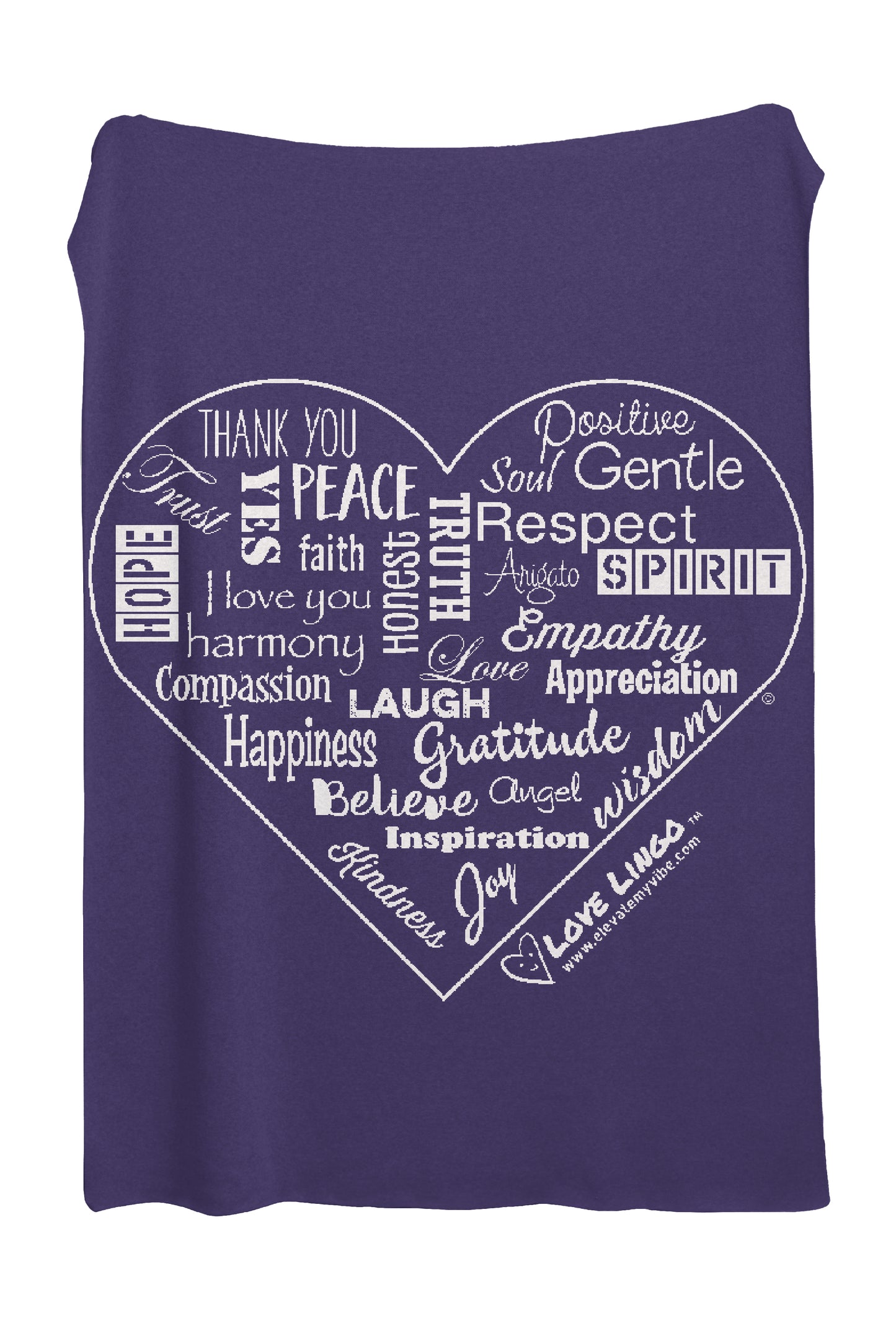 Love Lingo Inspirational Heart Violet Blanket.