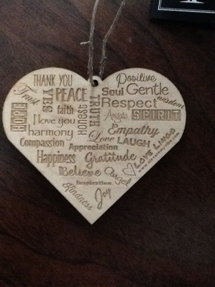 Love Lingo Unique Eco-friendly Wood Heart Ornaments