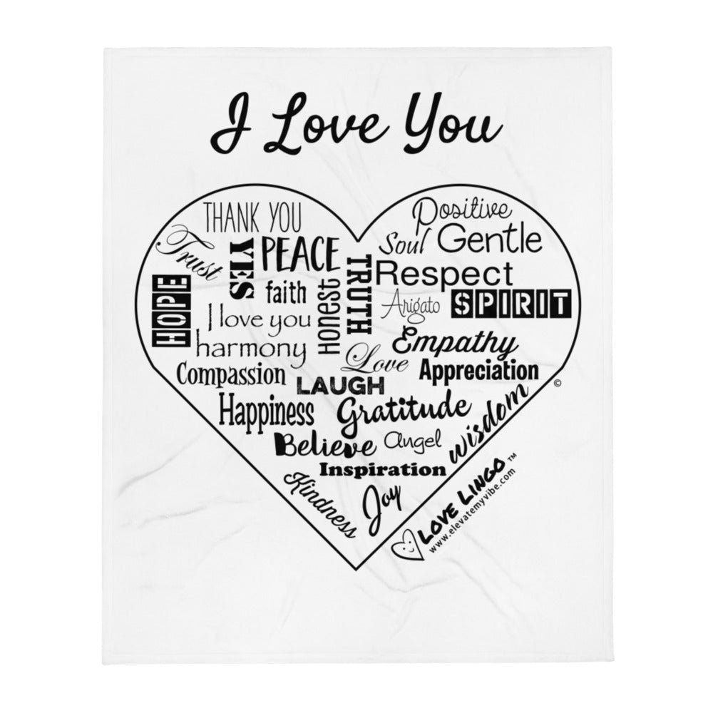 I Love You Heart Throw Blanket (vertical).