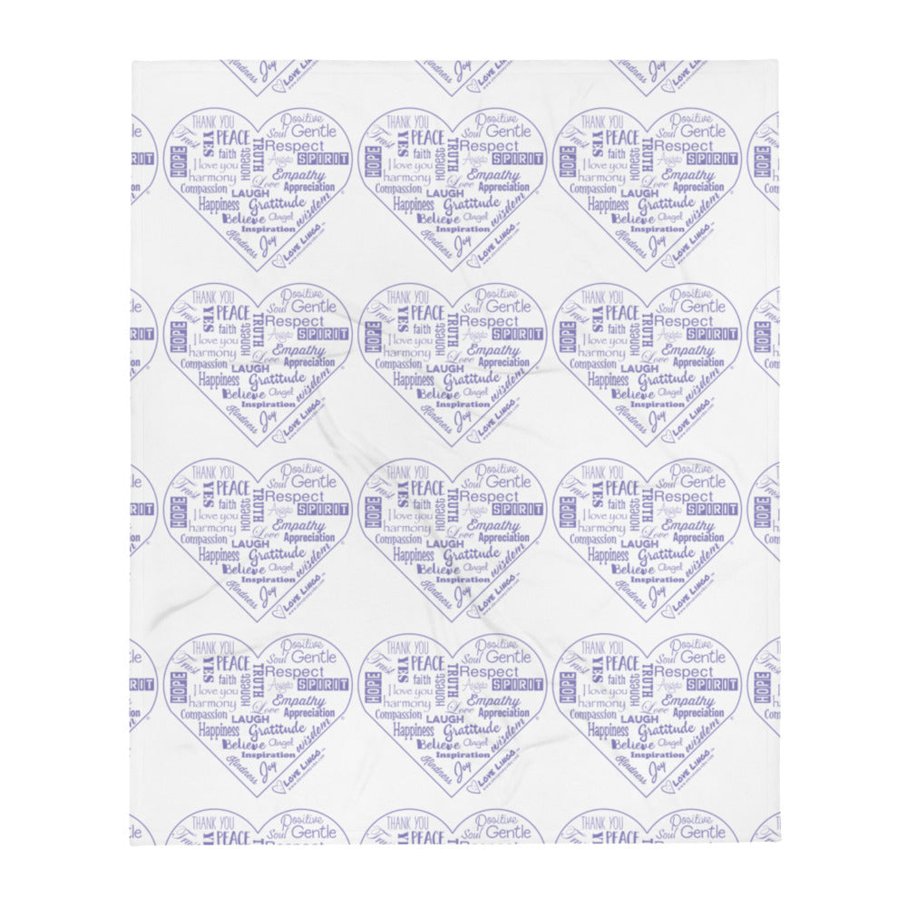 Love Lingo Positive Hearts Throw Blanket (Purple)