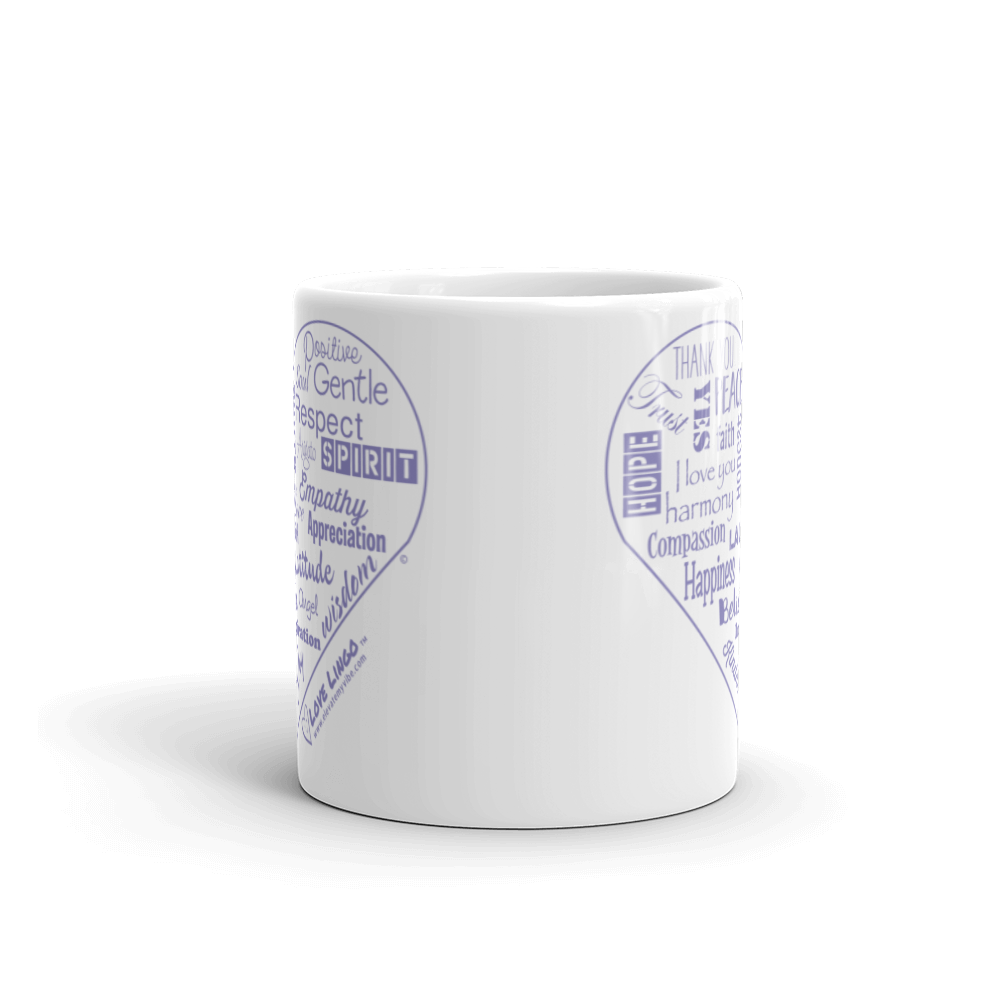 Love Lingo Positive Heart Mug 11 oz and 15 oz (Purple Heart)