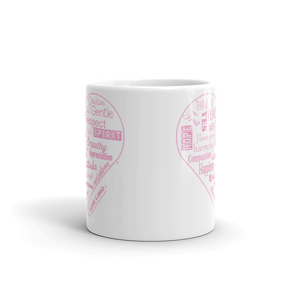 Love Lingo Positive Heart Mug 11 oz and 15 oz (Pink Heart)
