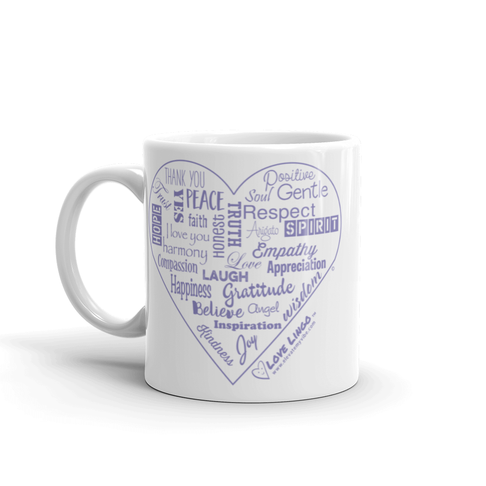 Love Lingo Positive Heart Mug 11 oz and 15 oz (Purple Heart)
