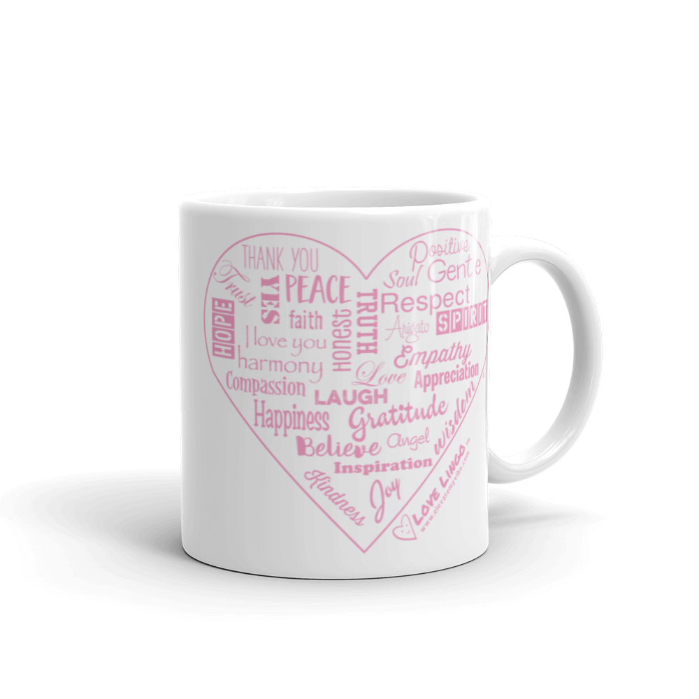 Love Lingo Positive Heart Mug 11 oz and 15 oz (Pink Heart)