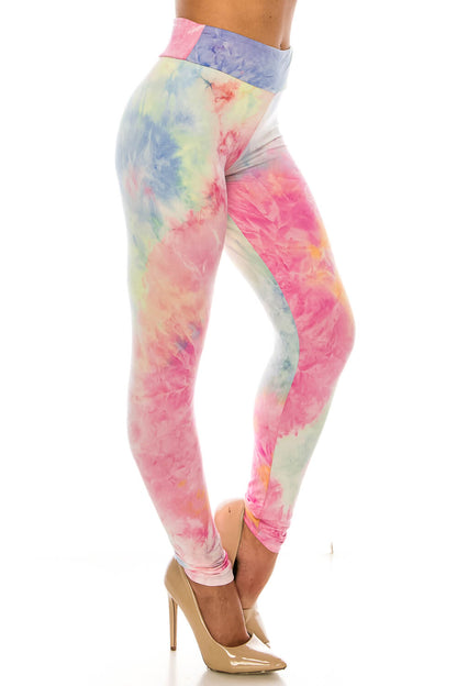 pastel multi color tie dye legging