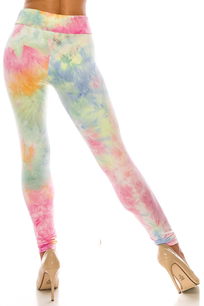 pastel multi color tie dye legging