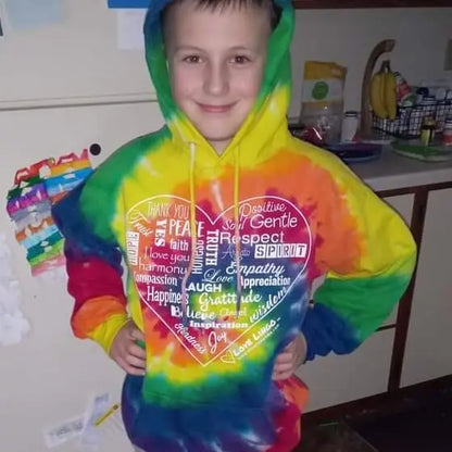 Love Lingo Tie Dye Hooded Sweatshirt - Energy-Boosting Spiritual Hoodie.