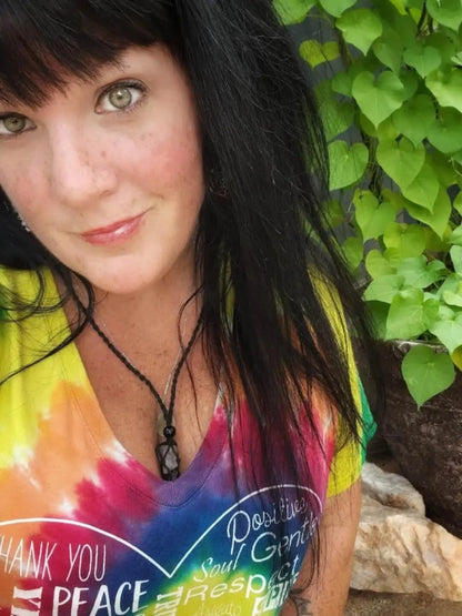Love Lingo Tie-Dye Tee/Positive Energy Female V-Neck Shirt.
