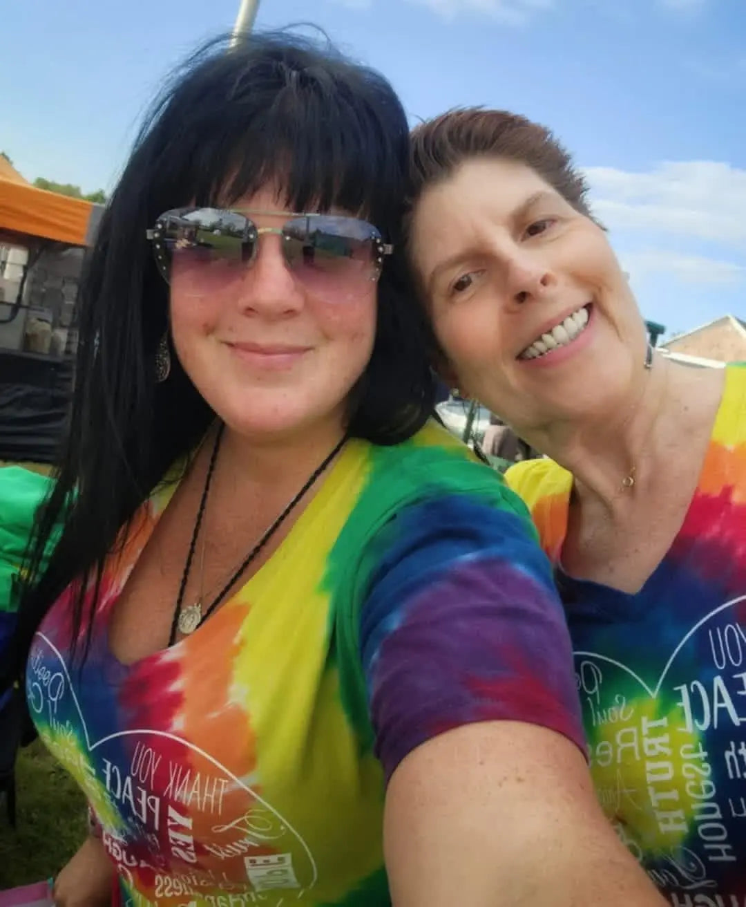Love Lingo Tie-Dye Tee/Positive Energy Female V-Neck Shirt.