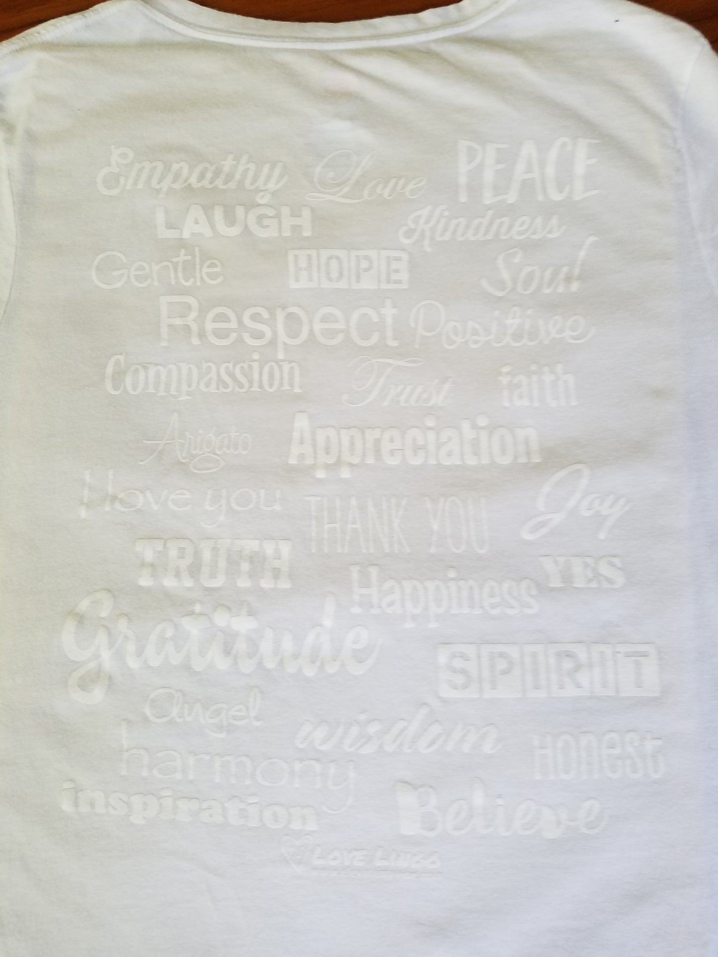 Love Lingo White On White Ladies V-Neck Tee Kundalini Yoga