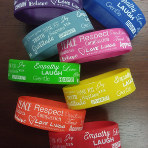 Love Lingo Chakra Colored Positive Wristbands