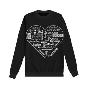 Love Lingo Inspirational Heart Black Sweater