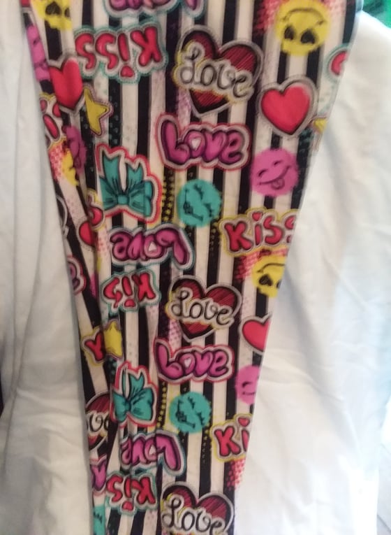 Super Soft Stripes Love, hearts, and Kisses Yoga Leggings