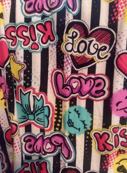 Super Soft Stripes Love, hearts, and Kisses Yoga Leggings