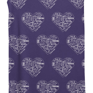 Love Lingo Inspirational Multiple Hearts Blanket - Violet