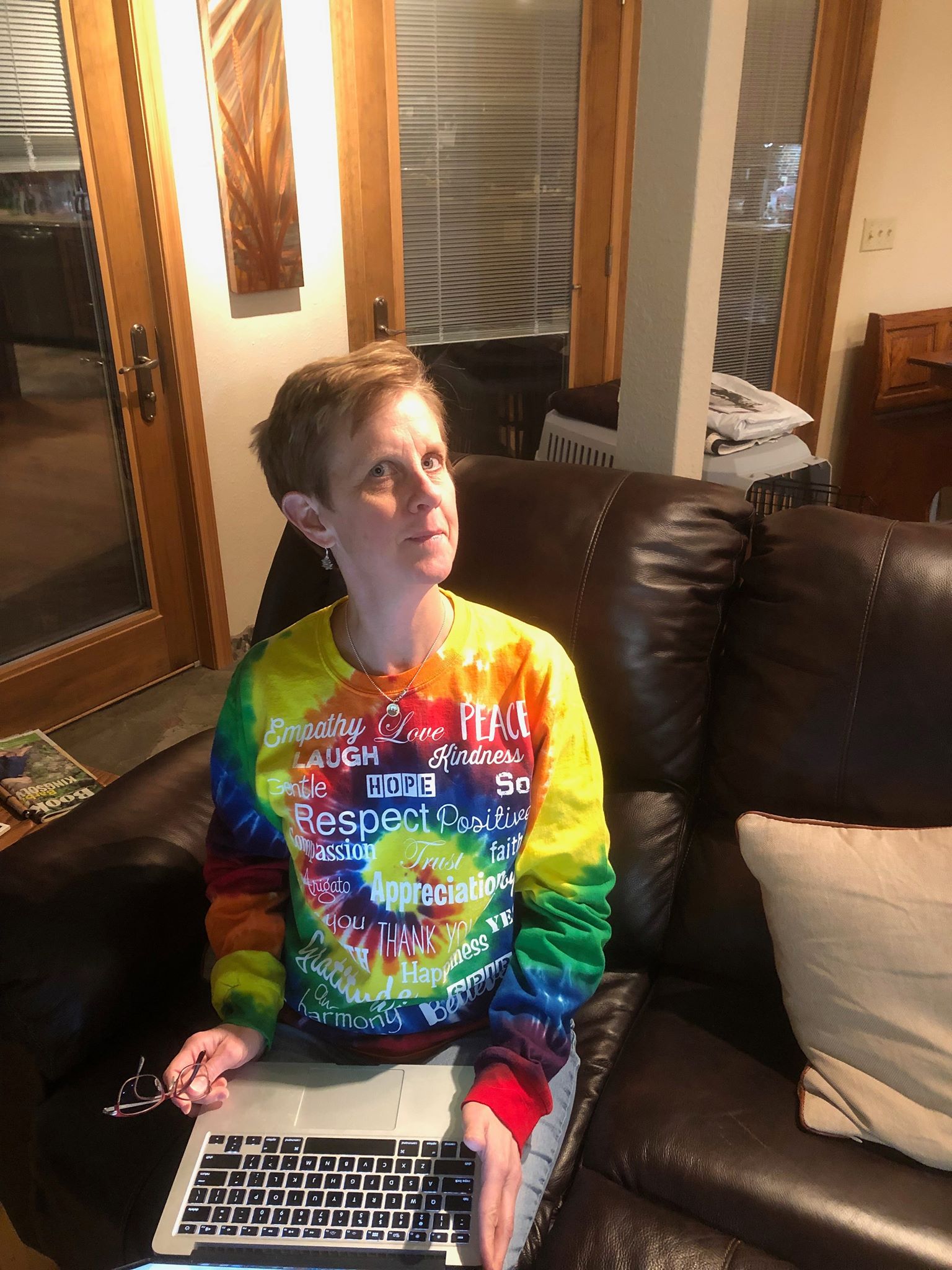 Long Sleeve Unisex Tie-Dyed Rainbow Love Lingo T-Shirt