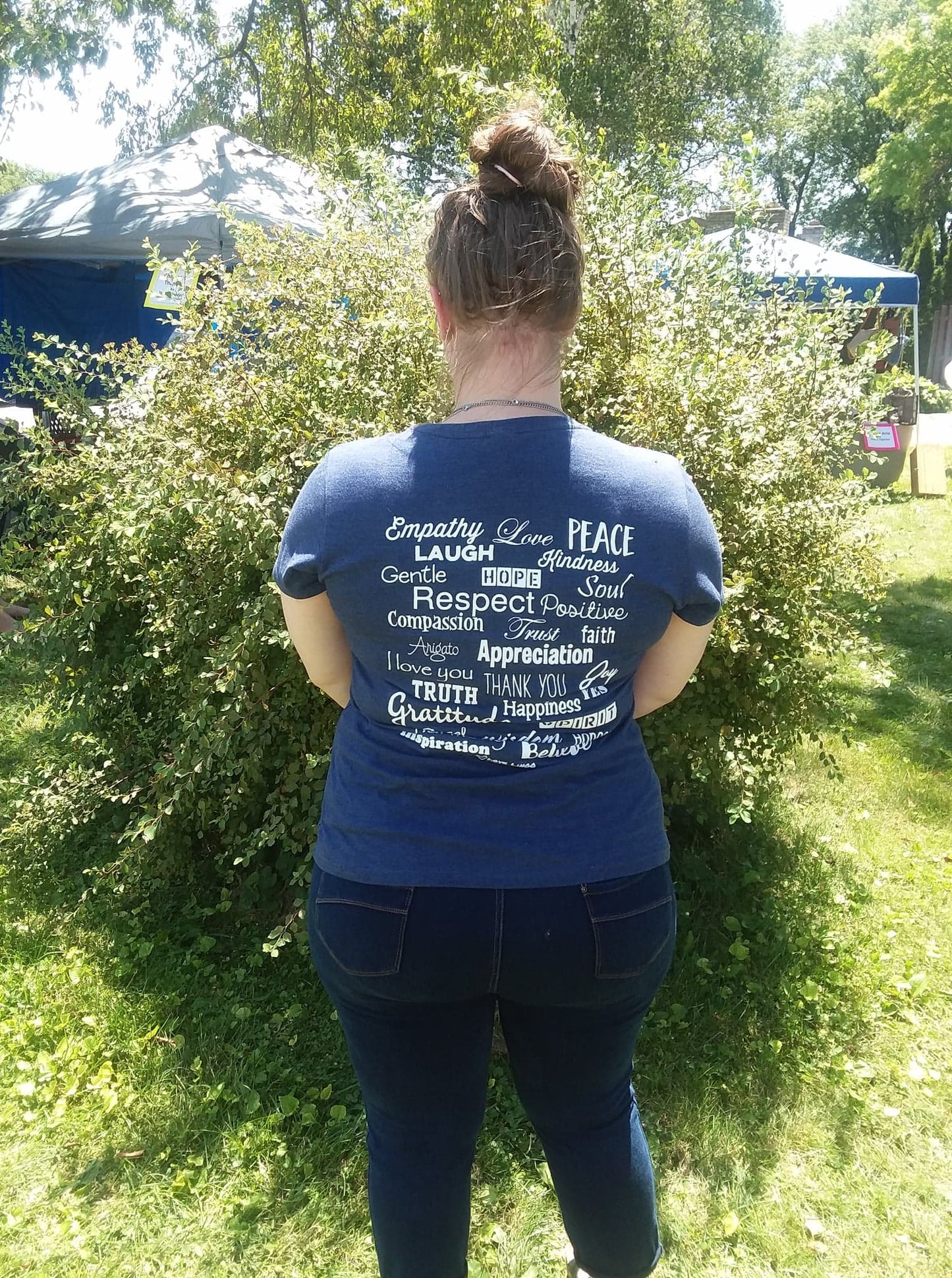 Love Lingo Navy Blue Ladies V-Neck Tee Shirt