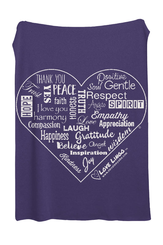 Love Lingo Inspirational Heart Violet  Blanket