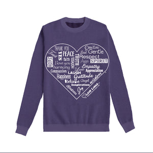 Love Lingo Violet Inspirational Heart Sweater.