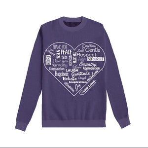 Love Lingo Violet Inspirational Heart Sweater