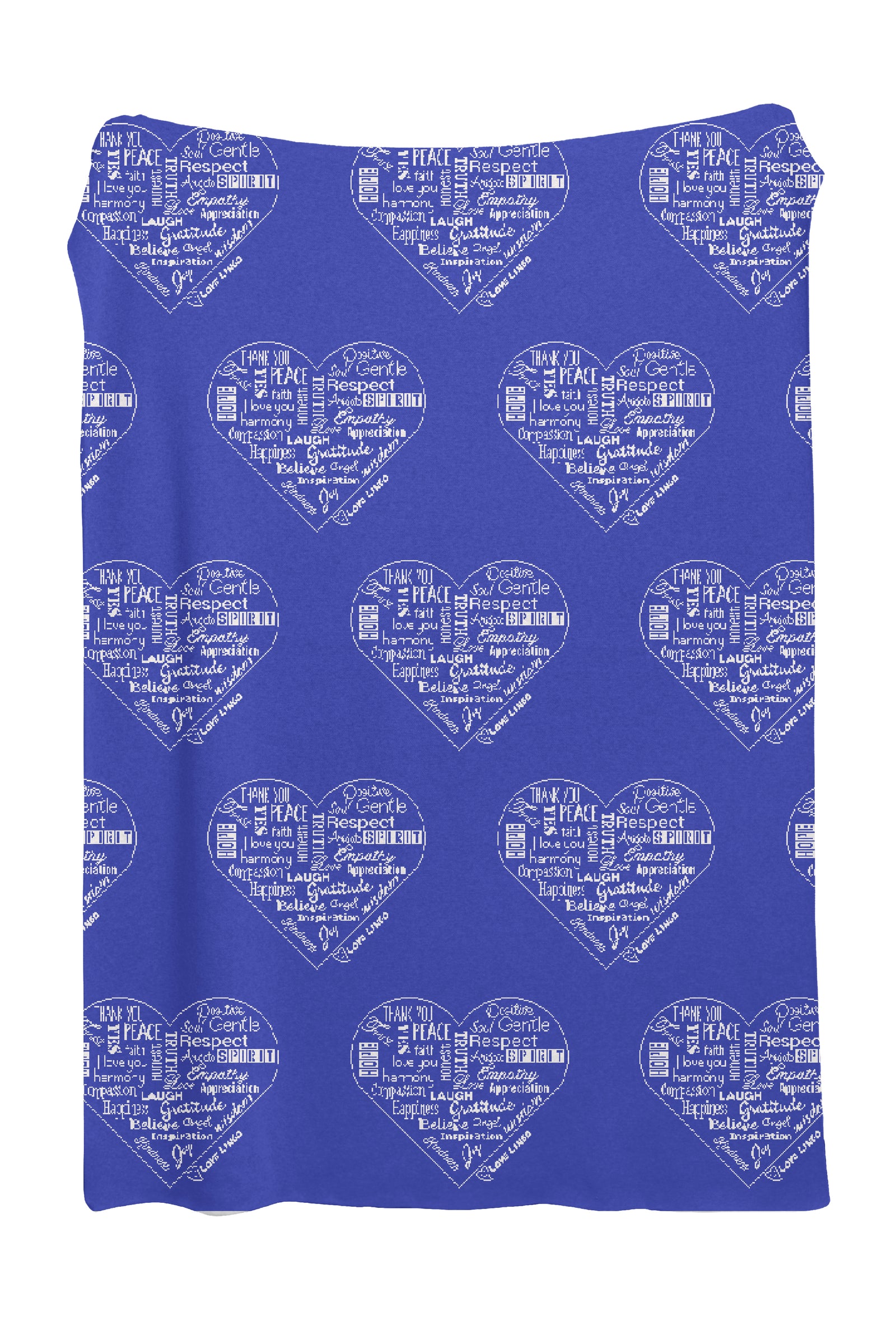 Love Lingo Inspirational Multiple Hearts Blanket - Royal blue