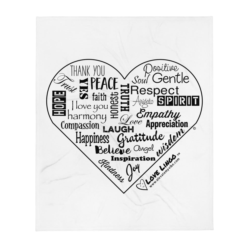 Love Lingo Positive Heart Throw Blanket (Vertical)