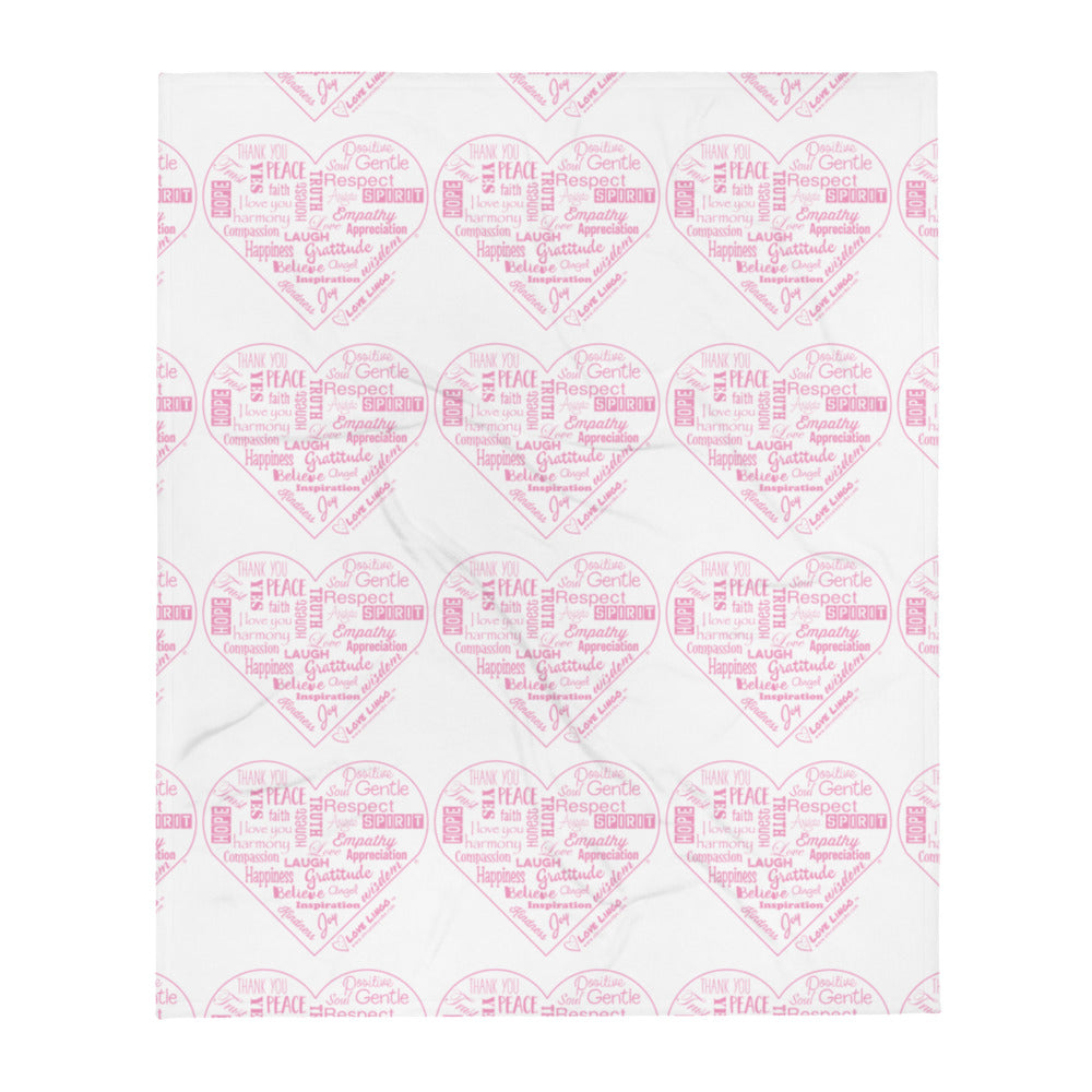 Love Lingo Positive Hearts Throw Blanket ( Pink)